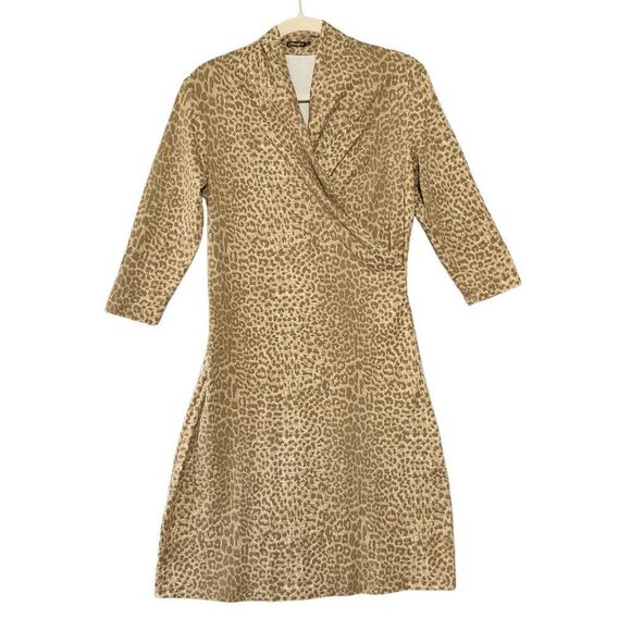 J. McLaughlin Women's Long Sleeve Panama Animal Print Faux Wrap Dress M - Picture 1 of 6